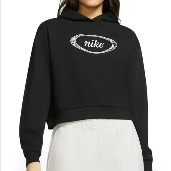Nike Black Floral Logo Pullover Hoodie - Picture 2 of 14